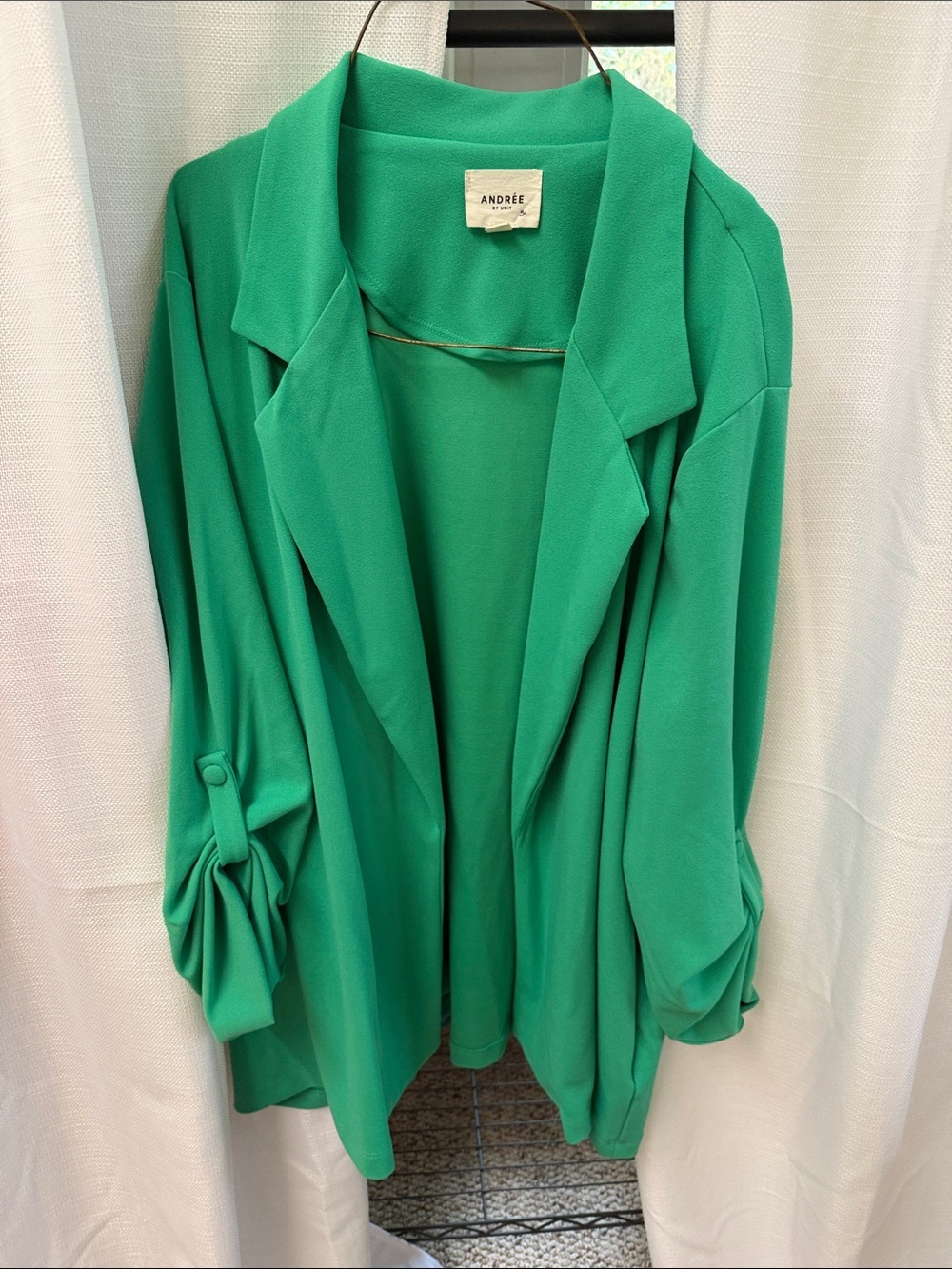 Andree By Unit Emerald Green Draped Open-Front Blazer Cardigan